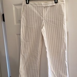 Black and white striped dress capris